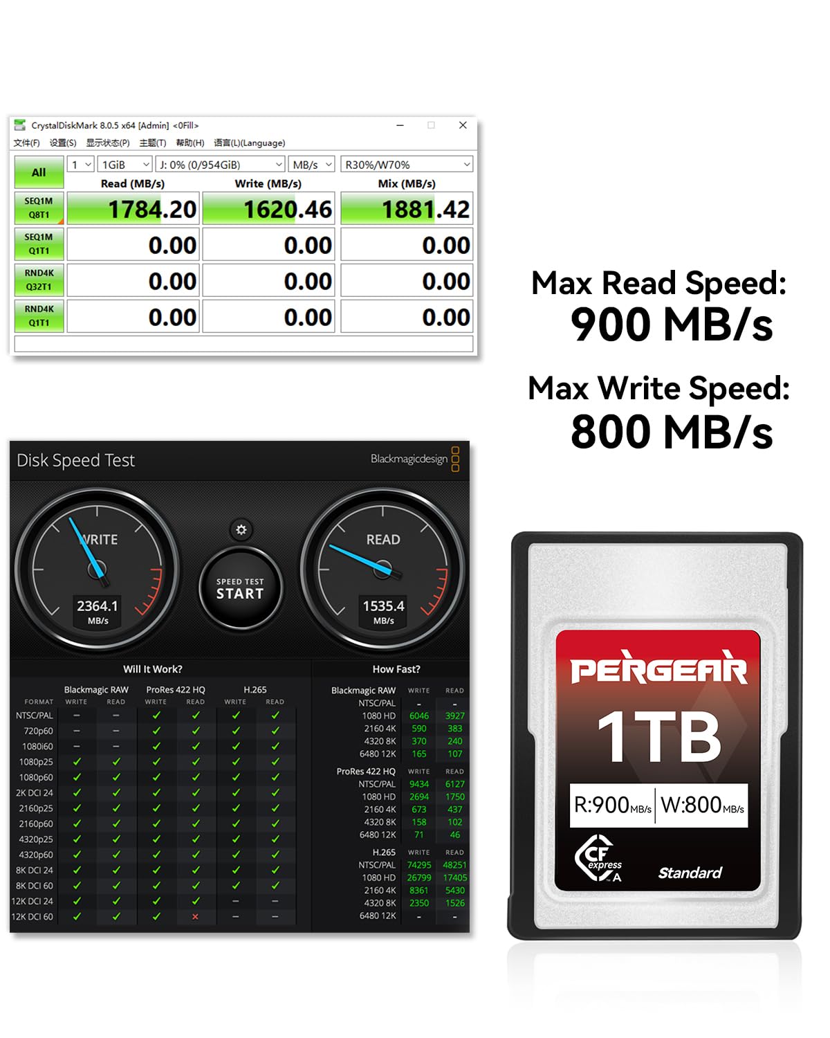 Pergear Standard 1TB VPG200 Verified CFexpress Type A Memory Card for Sony Alpha & FX Cameras